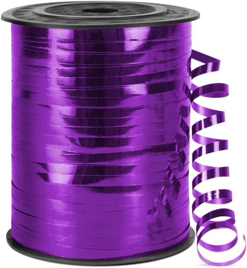 Isaspire 500 Yards Metallic Shiny Purple Curling Ribbon, 1/5" Curly Ribbons for Gift Wrapping, Birthday, Halloween, Christmas Party Decorations, and Balloon String for Flowers - Image 1